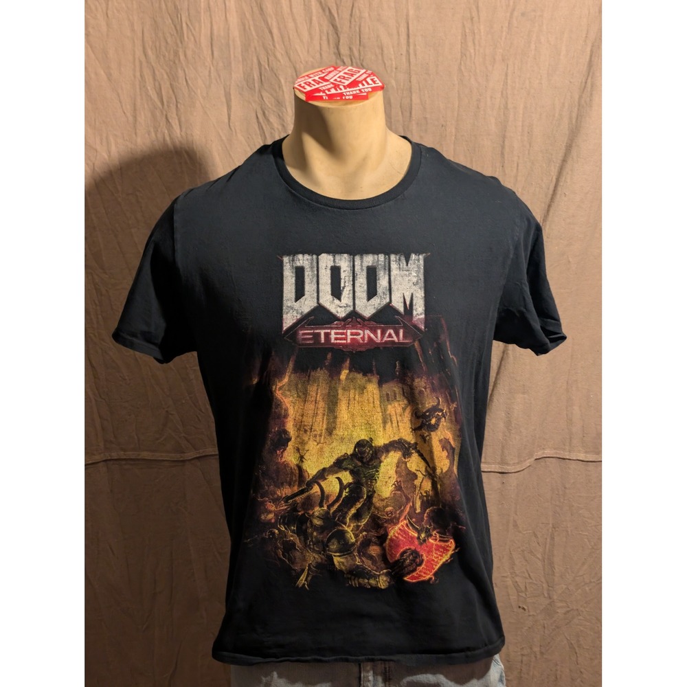 Doom Eternal Graphic T-Shirt Mens L Black Bethesda Video Game Tee